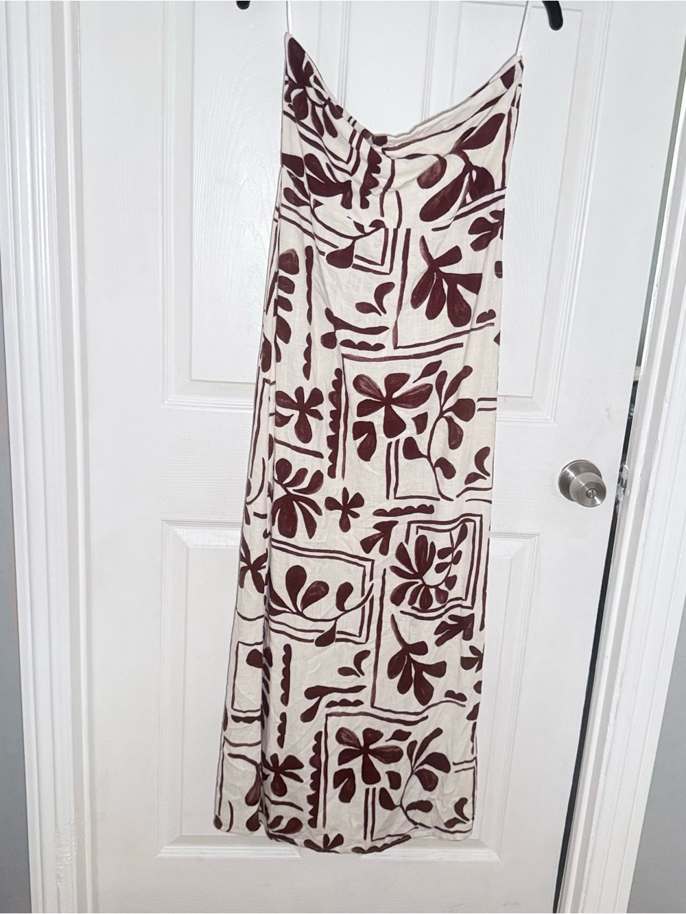 Cream and Brown Floral Maxi Skirt